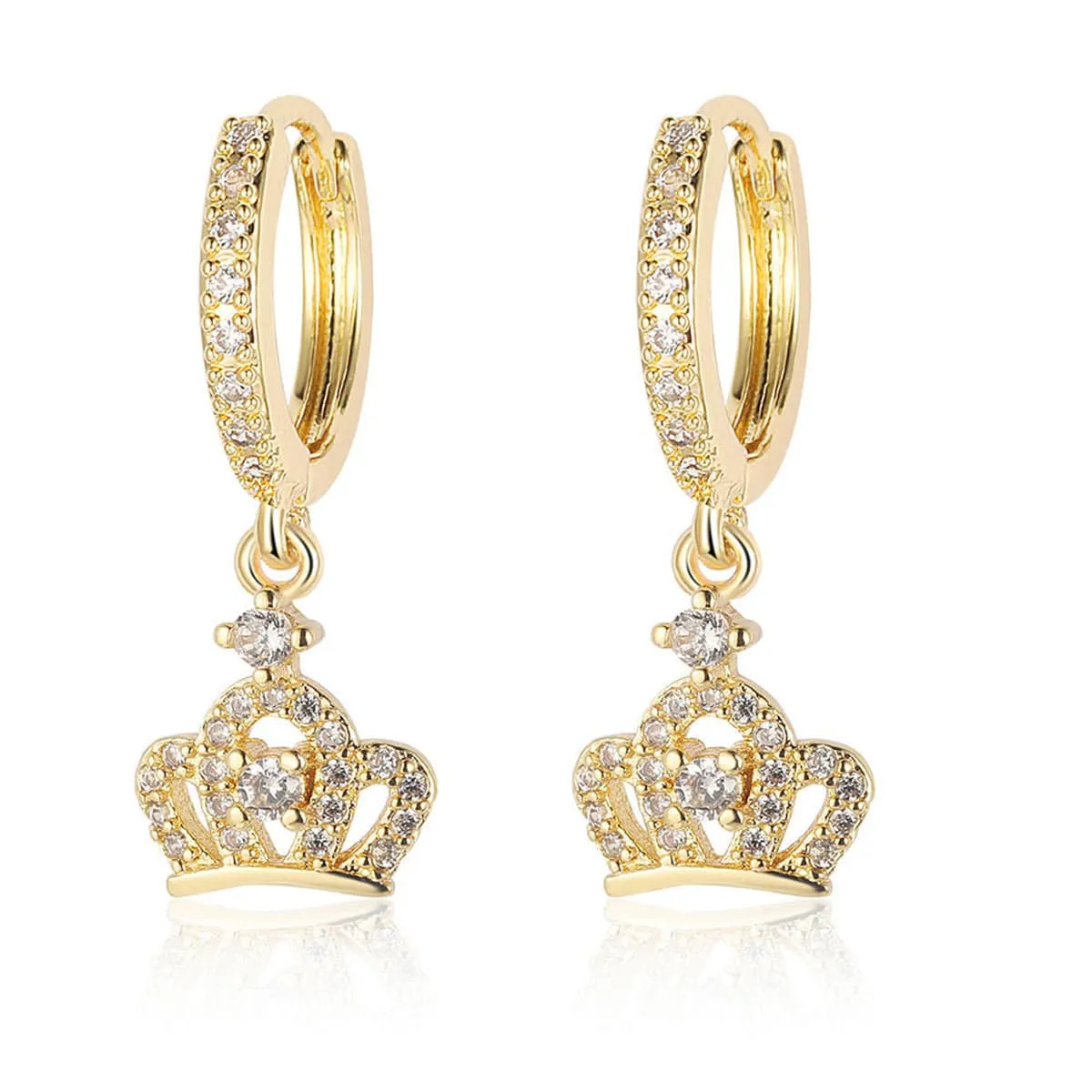 Cubic Zirconia & Goldtone Crown Huggie Earrings sold by Zulily