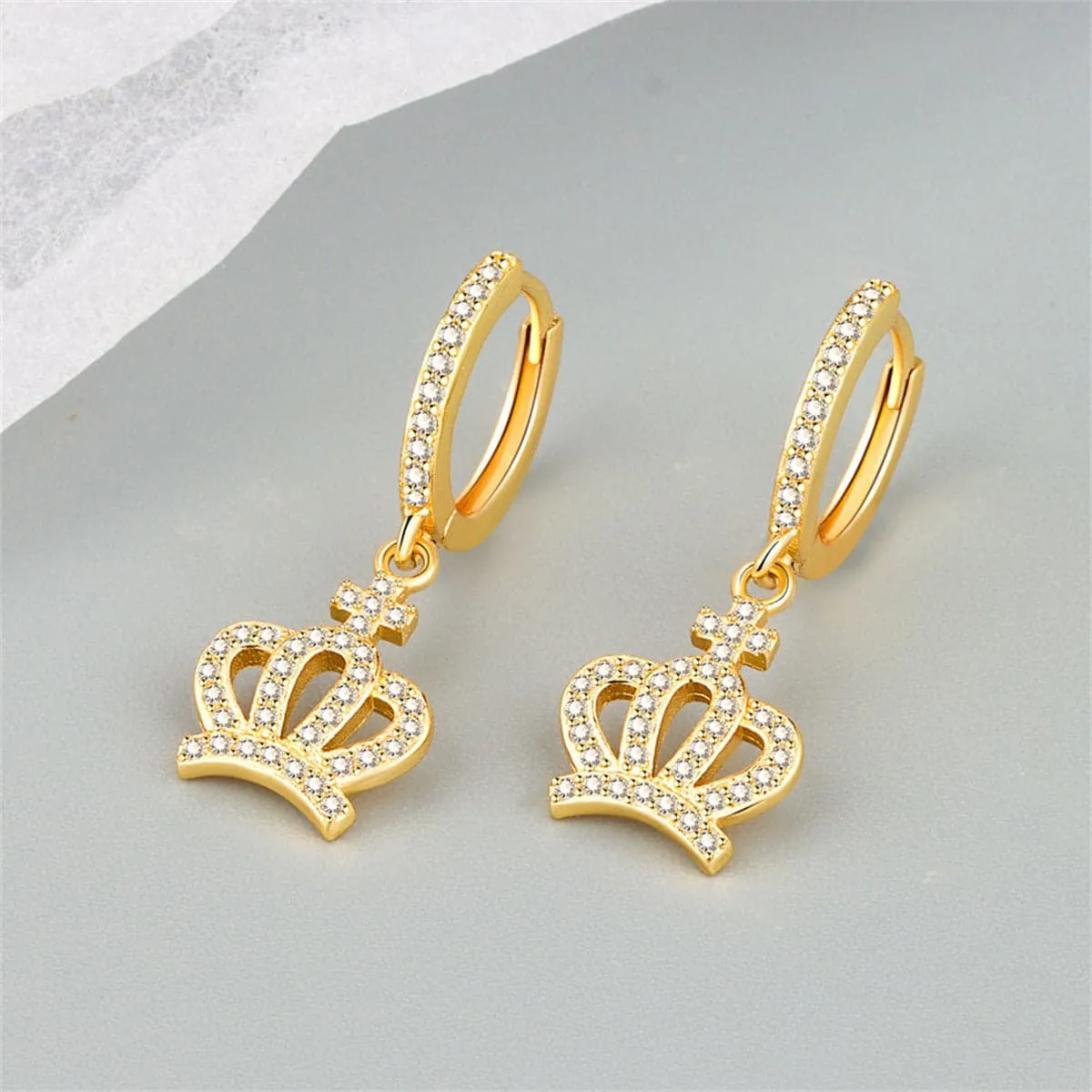 Cubic Zirconia & Goldtone Crown Huggie Earrings sold by Zulily product image thumbnail 2