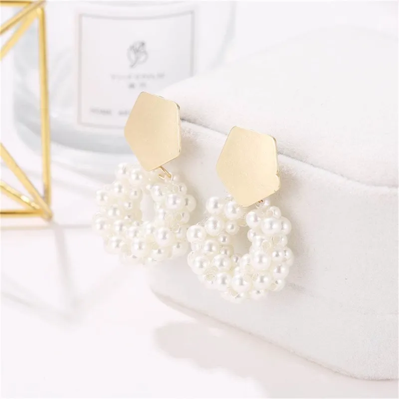 Pearl & Goldtone Cluster Drop Earrings made by Zulily