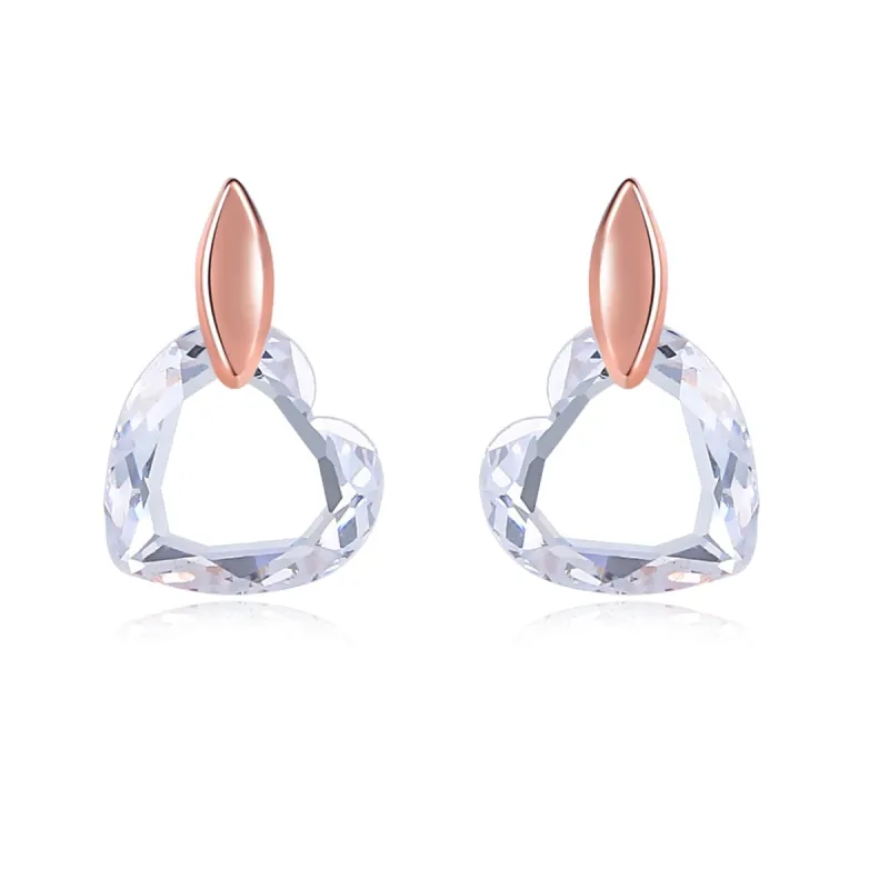 Clear Crystal & Rose Goldtone Heart Drop Earrings made by Zulily
