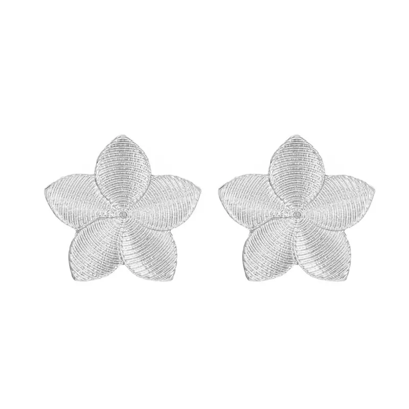Silvertone Textured Flower Stud Earrings made by Zulily