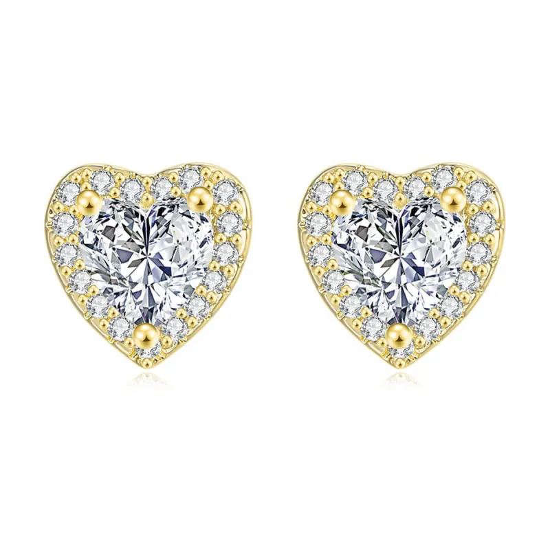 Crystal & Cubic Zirconia Goldtone Heart Halo Stud Earrings made by Zulily