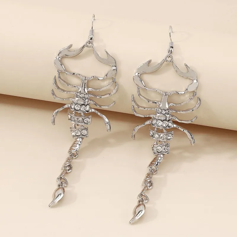 Cubic Zirconia & Silvertone Scorpion Drop Earrings made by Zulily