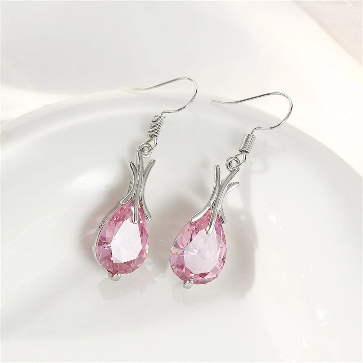 Pink Crystal & Silvertone Hook Drop Earrings sold by Zulily product image thumbnail 3