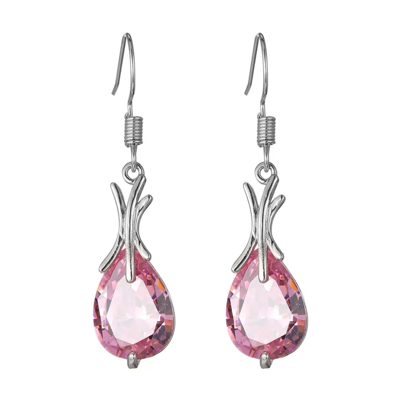 Pink Crystal & Silvertone Hook Drop Earrings made by Zulily