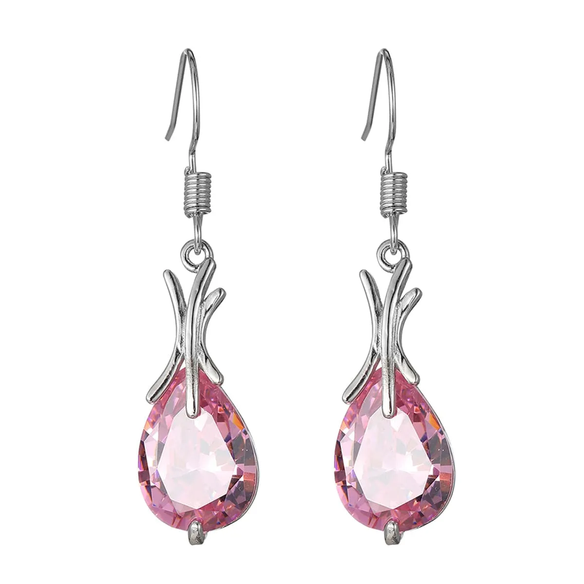 Pink Crystal & Silvertone Hook Drop Earrings sold by Zulily
