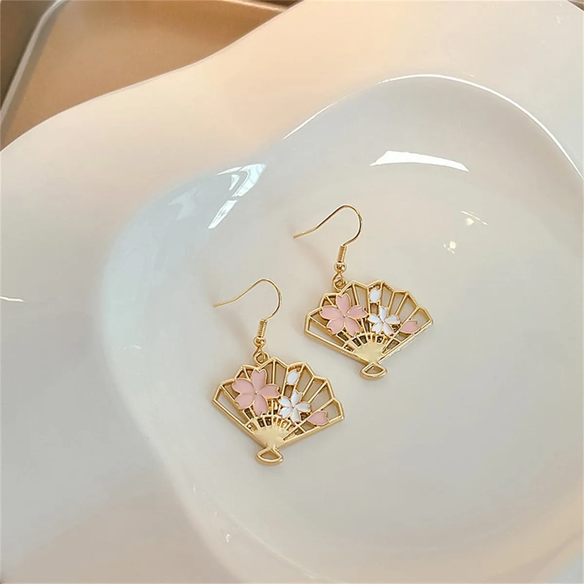 Enamel & Goldtone Flower Fan Drop Earrings sold by Zulily product image thumbnail 2