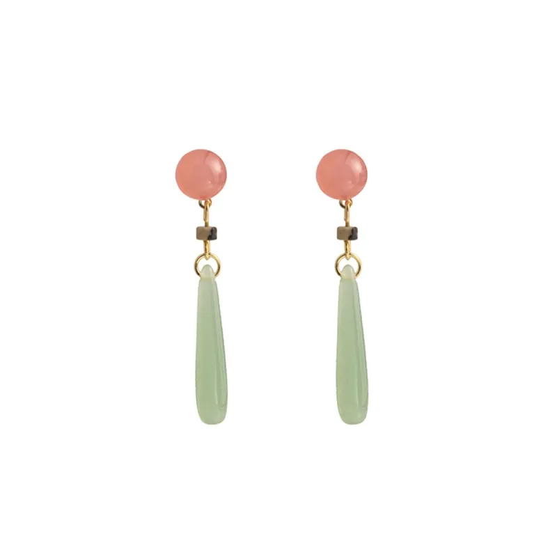 Green & Pink Quartz Drop Earrings made by Zulily