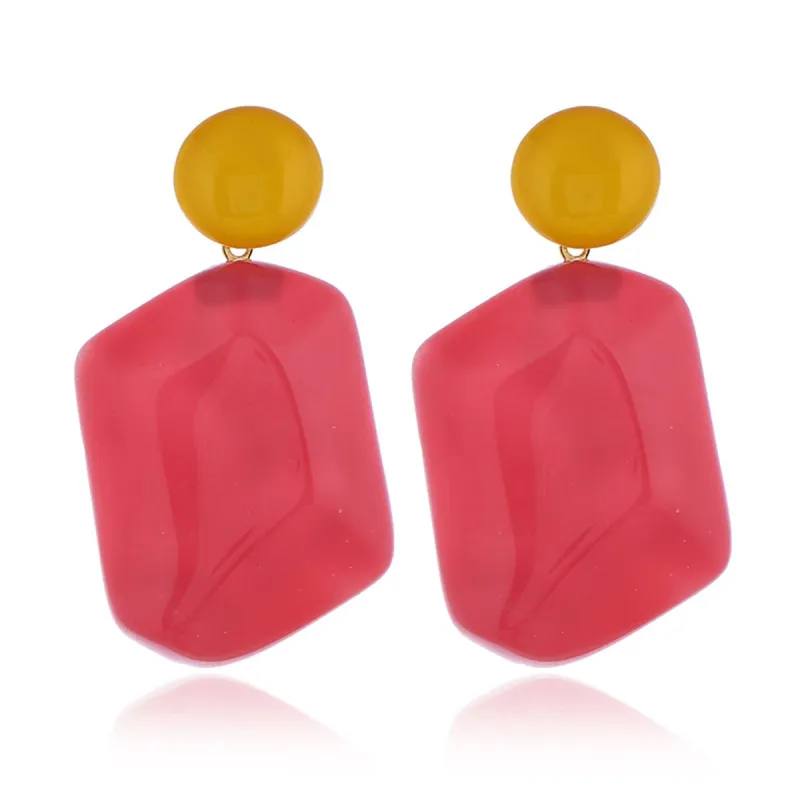 Rose Resin & Goldtone Rectangle Drop Earrings made by Zulily
