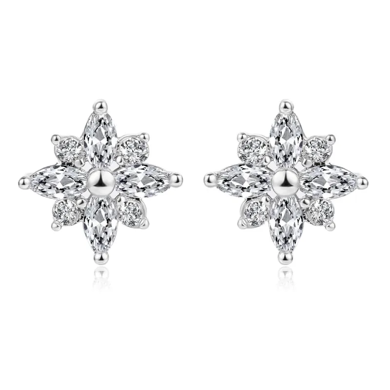 Clear Crystal & Cubic Zirconia Silvertone Snowflake Stud Earring made by Zulily