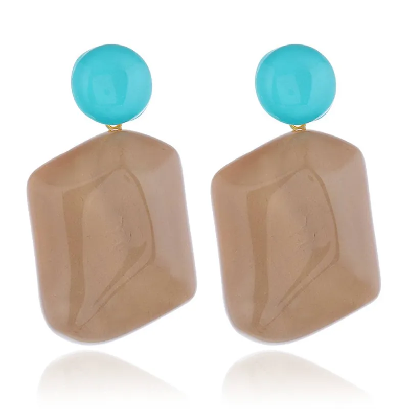 Coffee Resin & Goldtone Rectangle Drop Earrings made by Zulily