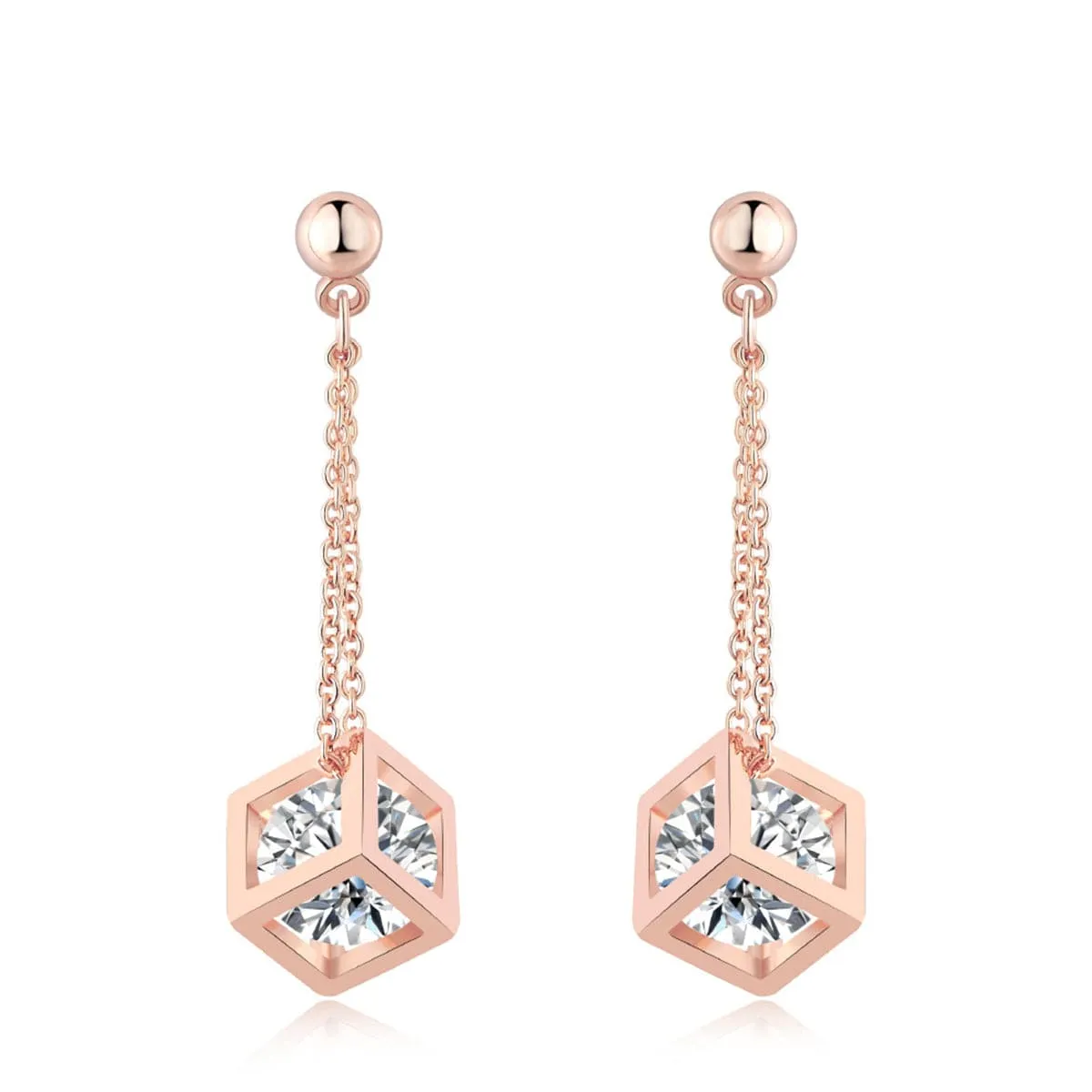 Crystal & Rose Goldtone Caged Drop Earrings sold by Zulily product image thumbnail 3