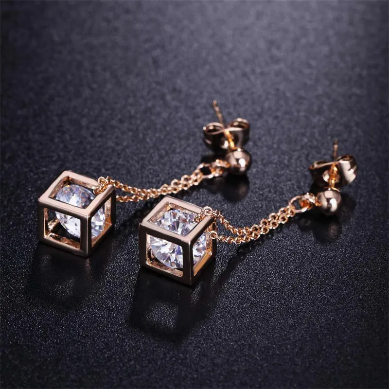 Crystal & Rose Goldtone Caged Drop Earrings made by Zulily