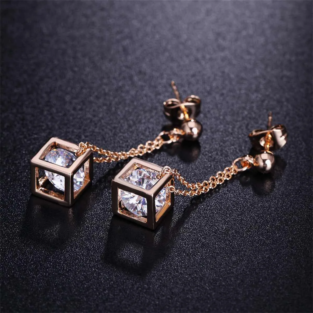 Crystal & Rose Goldtone Caged Drop Earrings sold by Zulily