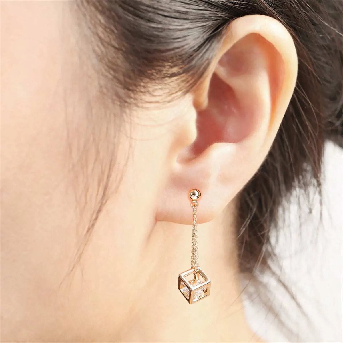 Crystal & Rose Goldtone Caged Drop Earrings sold by Zulily product image thumbnail 2