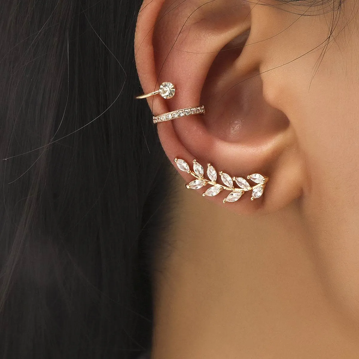 Crystal & Cubic Zirconia Branch Ear Climber & Ear Cuff Set sold by Zulily