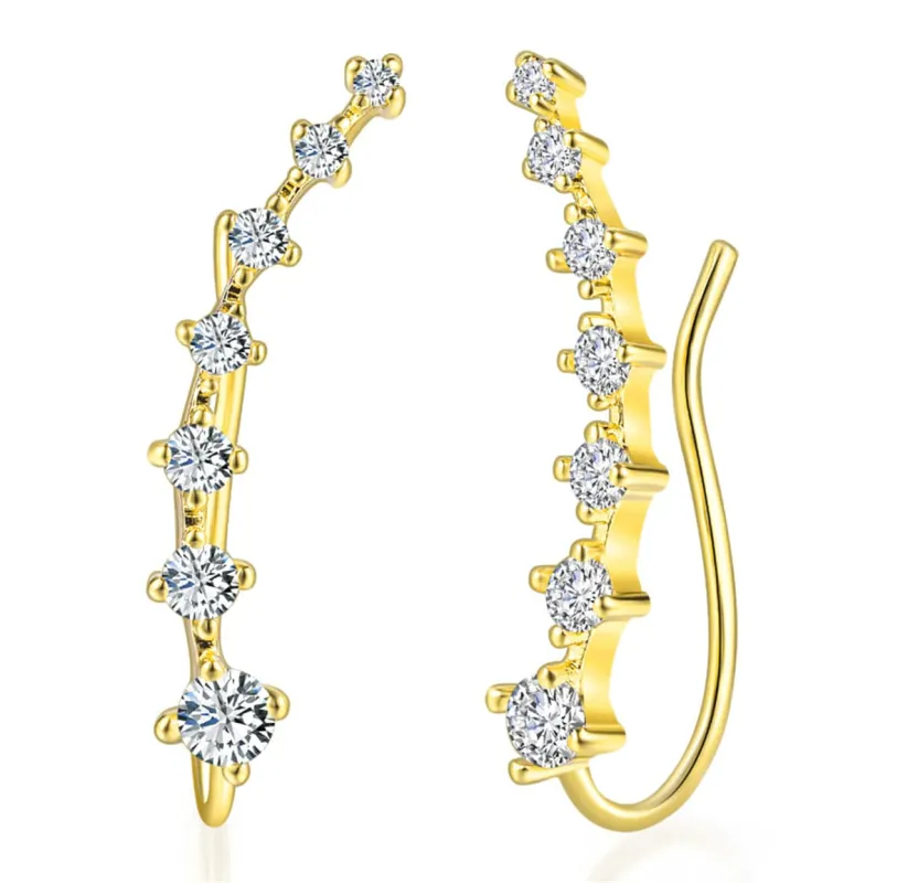 Cubic Zirconia & Goldtone Ear Climbers made by Zulily