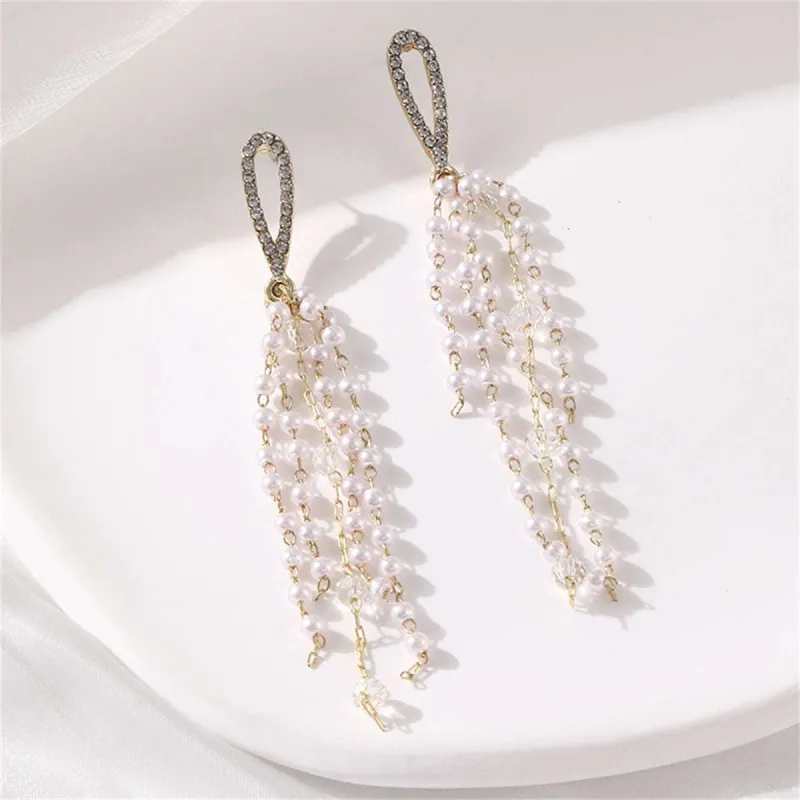 Pearl & Cubic Zirconia Acrylic Goldtone Tassel Drop Earrings made by Zulily