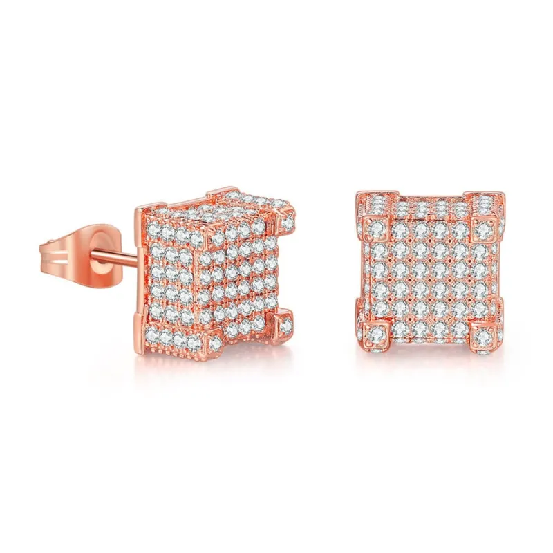 Cubic Zirconia & Rose Goldtone Square Stud Earrings made by Zulily