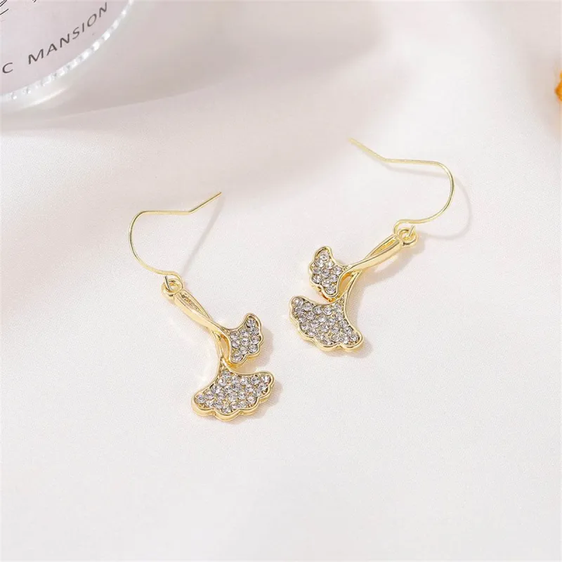 Cubic Zirconia & Goldtone Gingko Leaf Drop Earrings made by Zulily