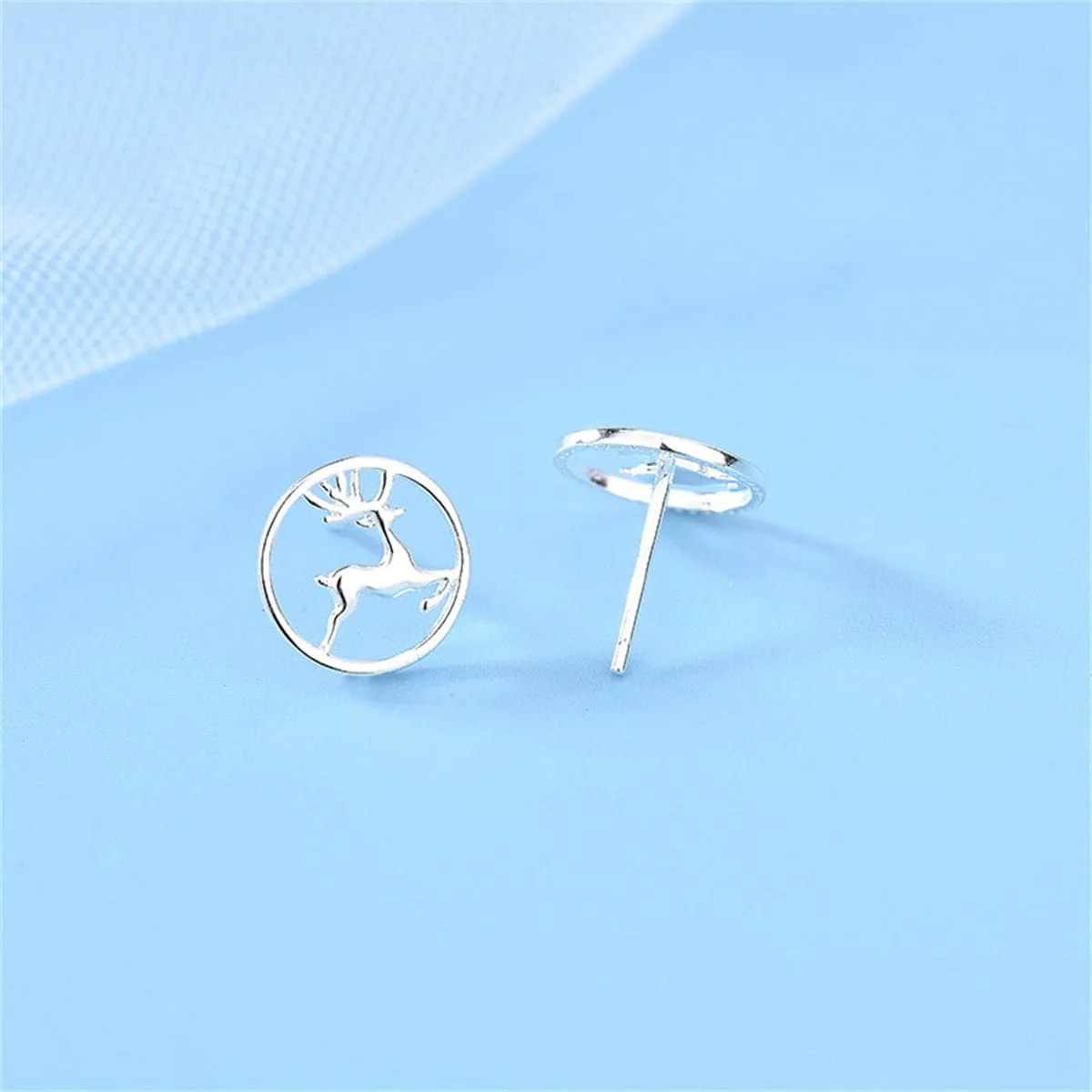 Silvertone Reindeer Round Stud Earrings sold by Zulily product image thumbnail 3