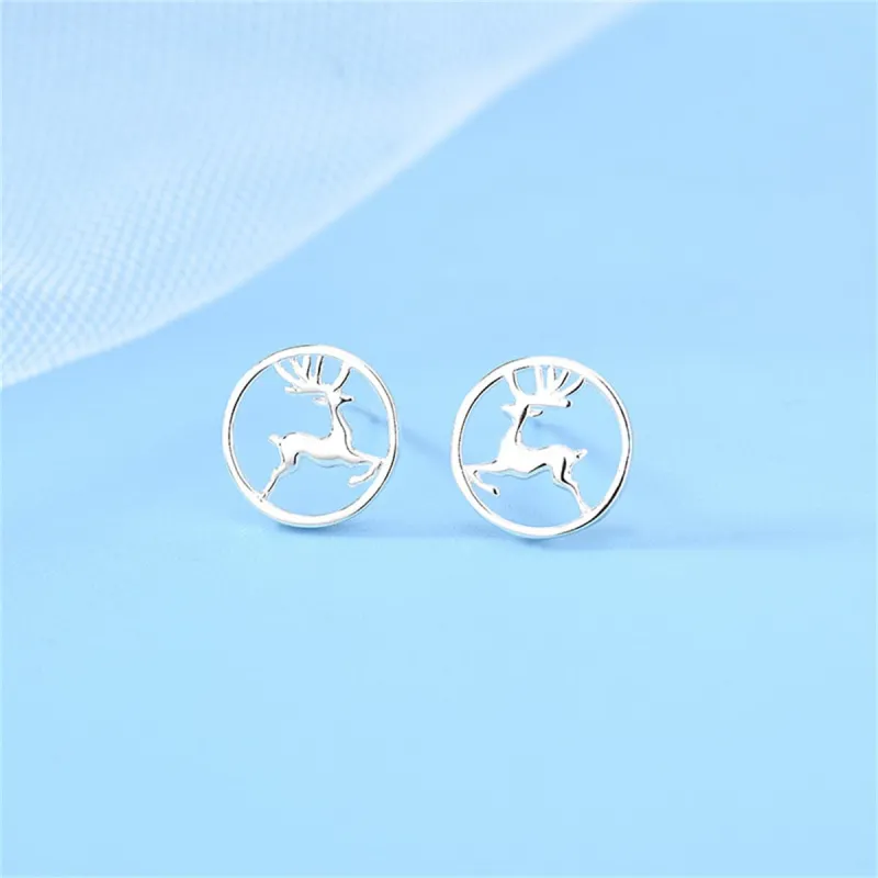 Silvertone Reindeer Round Stud Earrings made by Zulily