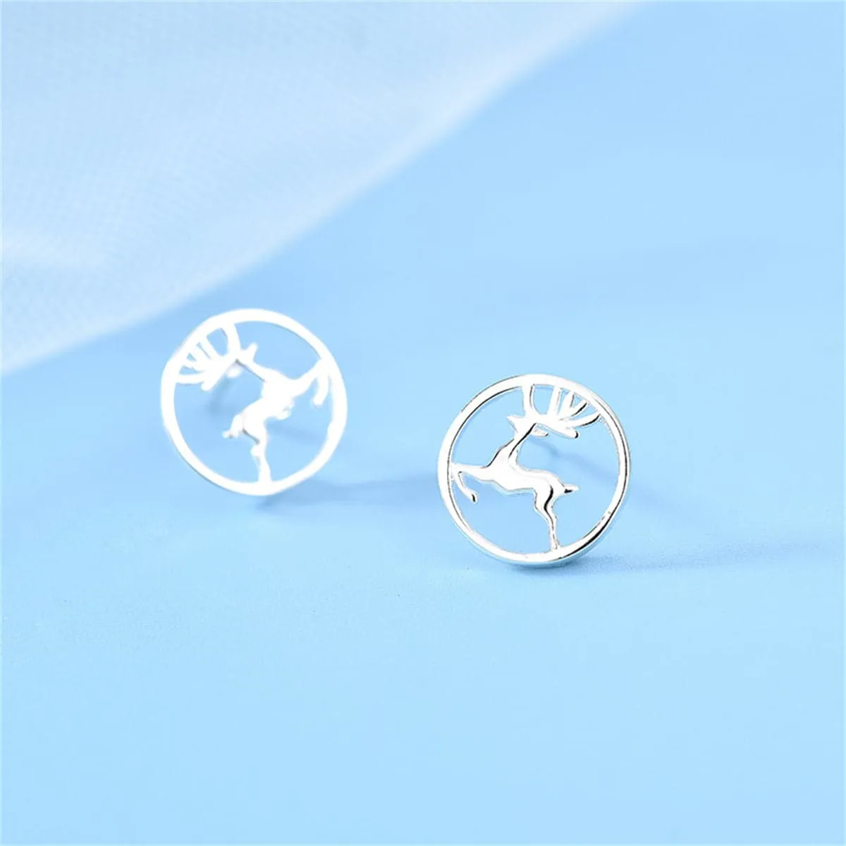 Silvertone Reindeer Round Stud Earrings sold by Zulily product image thumbnail 2