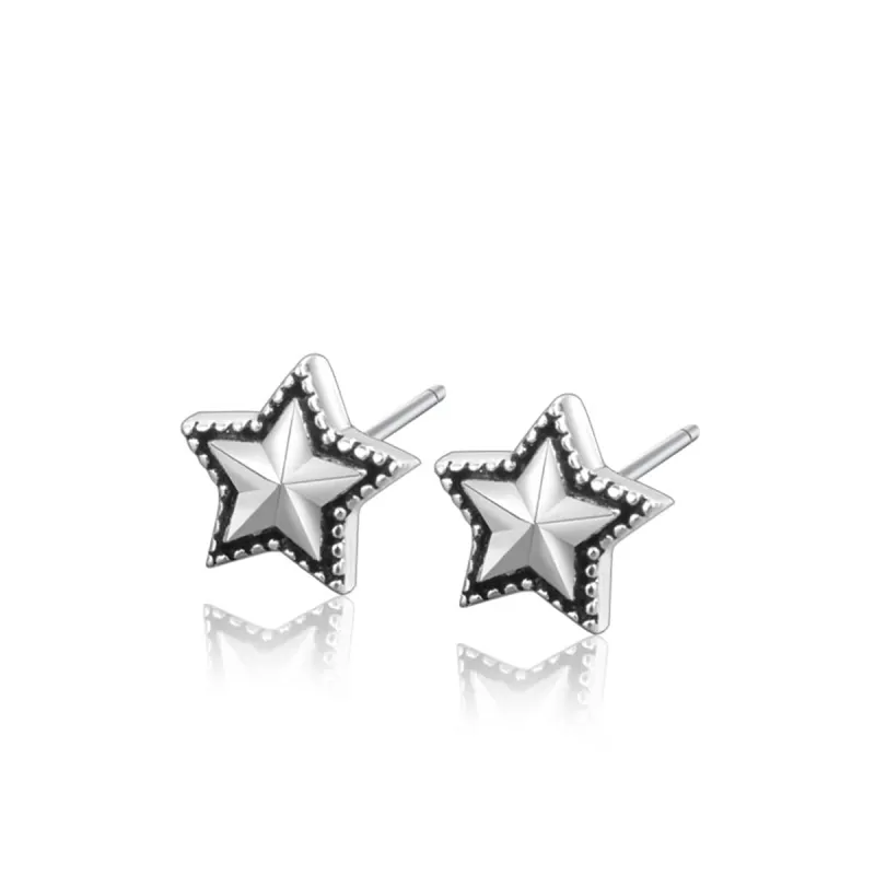Black Enamel & Silvertone Star Stud Earrings made by Zulily