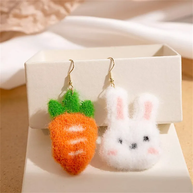 Polyster & Goldtone Rabbit & Carrot Mismatch Drop Earrings made by Zulily