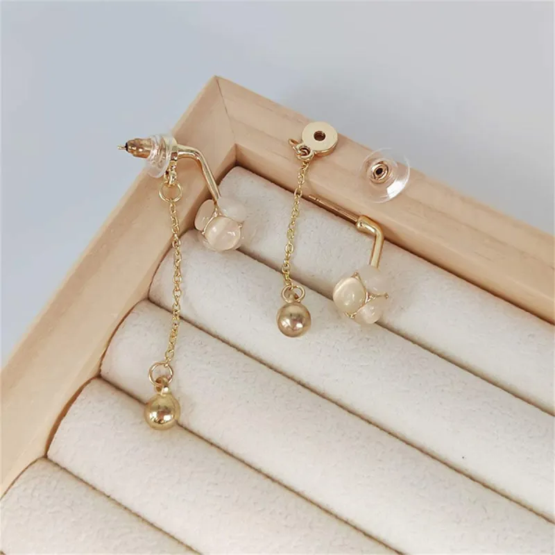 Cat's Eye & Cubic Zirconia Goldtone Ball Ear Jackets made by Zulily