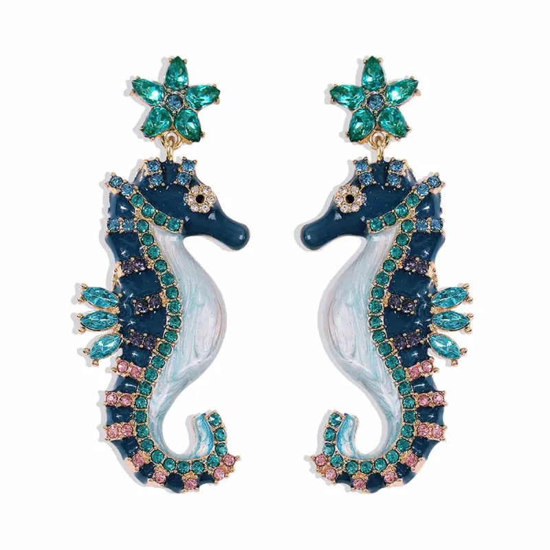 Crystal & Cubic Zirconia Enamel Goldtone Seahorse Drop Earrings made by Zulily