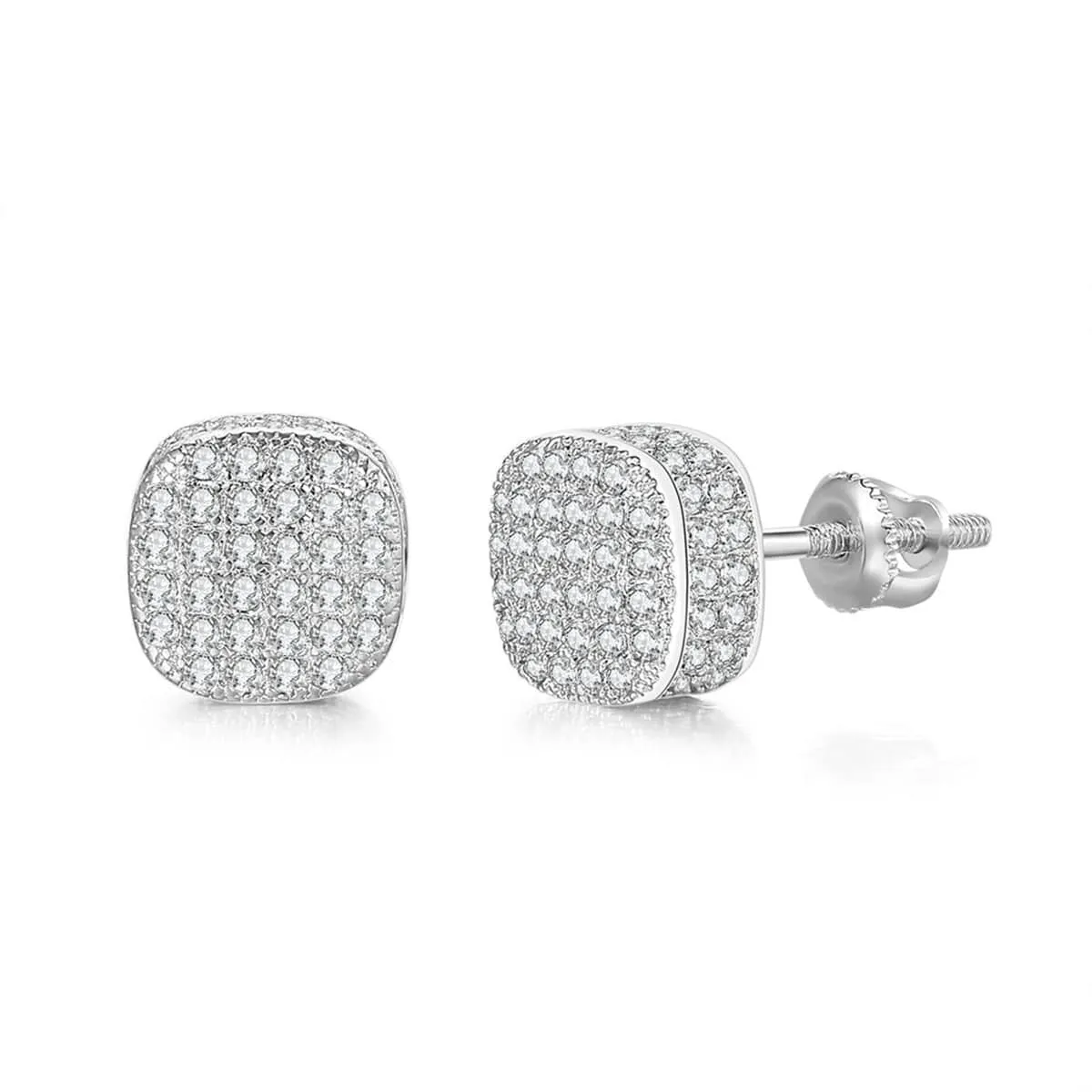 Cubic Zirconia & Silvertone Cushion Stud Earrings sold by Zulily