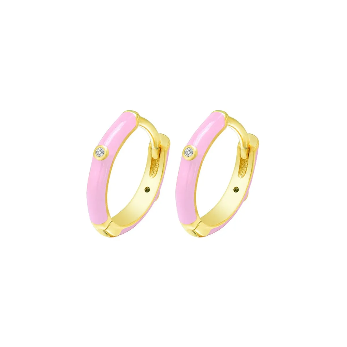 Pink & Cubic Zirconia Huggie Earrings sold by Zulily