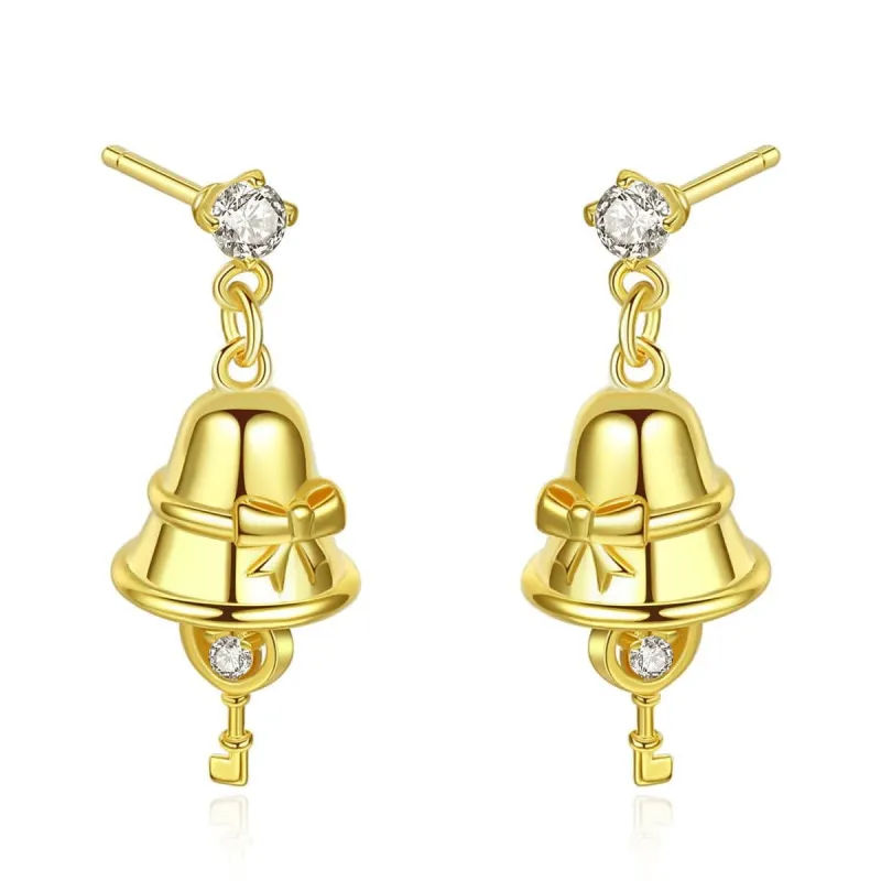 Cubic Zirconia & Goldtone Jingle Bell Drop Earrings made by Zulily