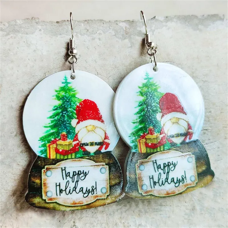 Green Acrylic & Silvertone Christmas 'Happy Holiday' Drop Earrings made by Zulily