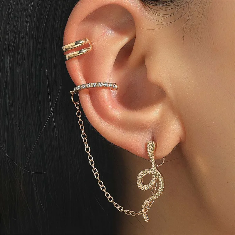 Clear Cubic Zirconia & Goldtone Snake Chain Two-Piece Ear Cuff Set made by Zulily