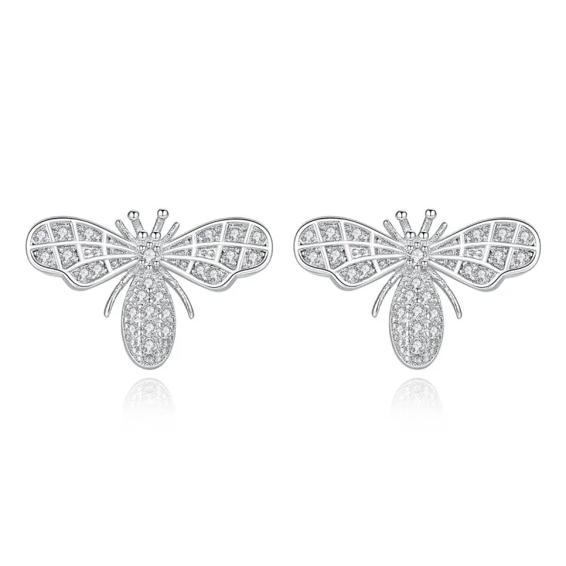 Cubic Zirconia & Silvertone Bee Stud Earrings made by Zulily