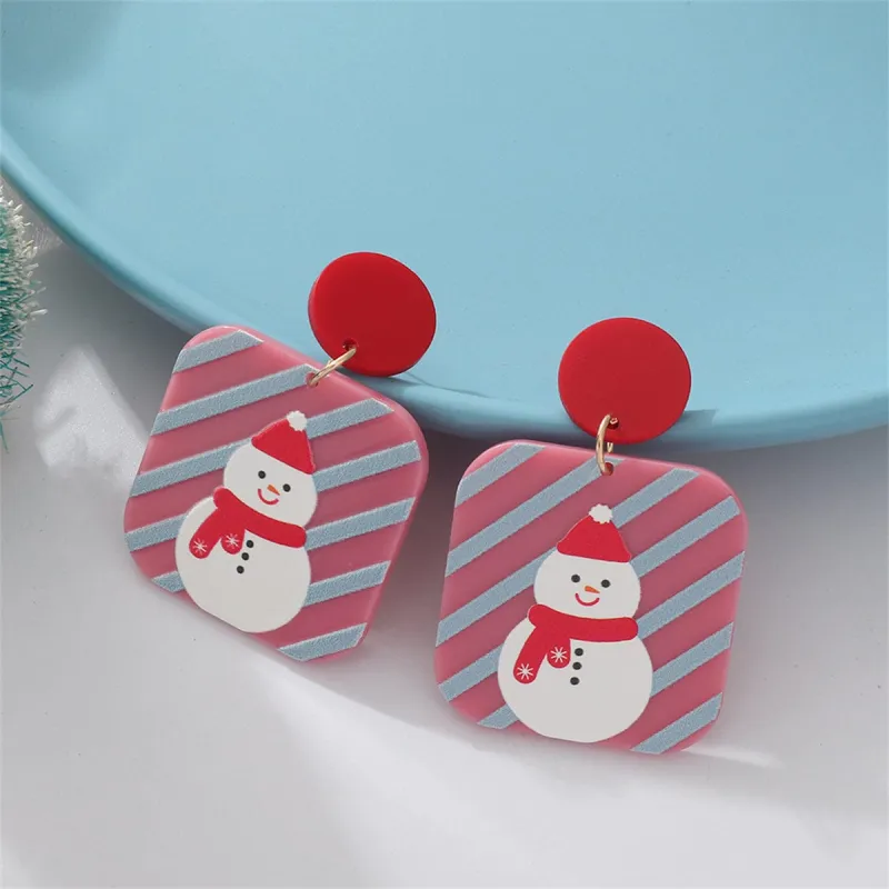 Pink Acrylic & Goldtone Snowman Drop Earrings made by Zulily