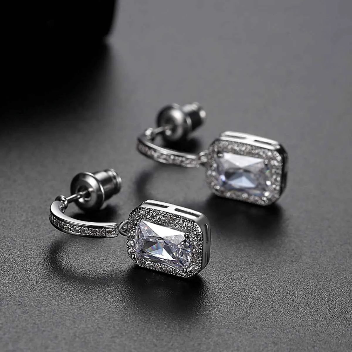 Crystal & Cubic Zirconia Rectangle Cushion Drop Earrings sold by Zulily product image thumbnail 2