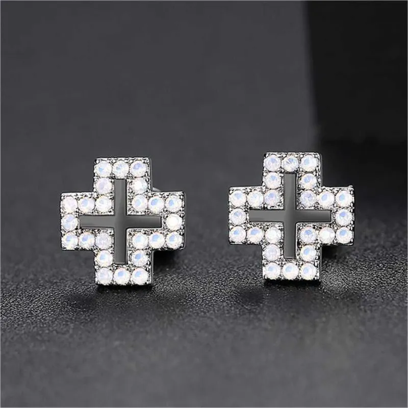 Cubic Zirconia & Enamel Silvertone Cross Stud Earrings made by Zulily
