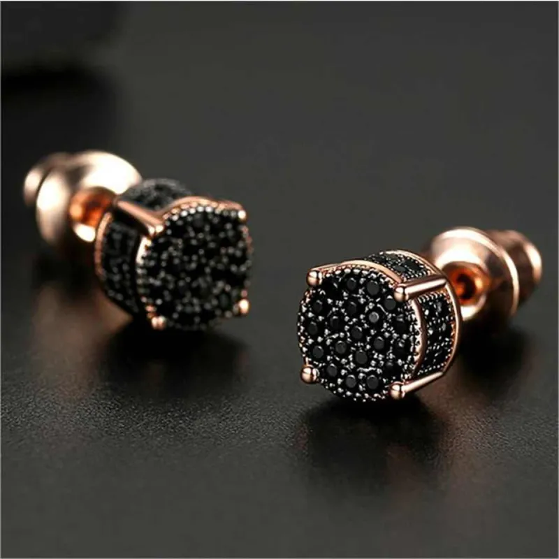 Black Cubic Zirconia & Rose Goldtone Stud Earrings made by Zulily