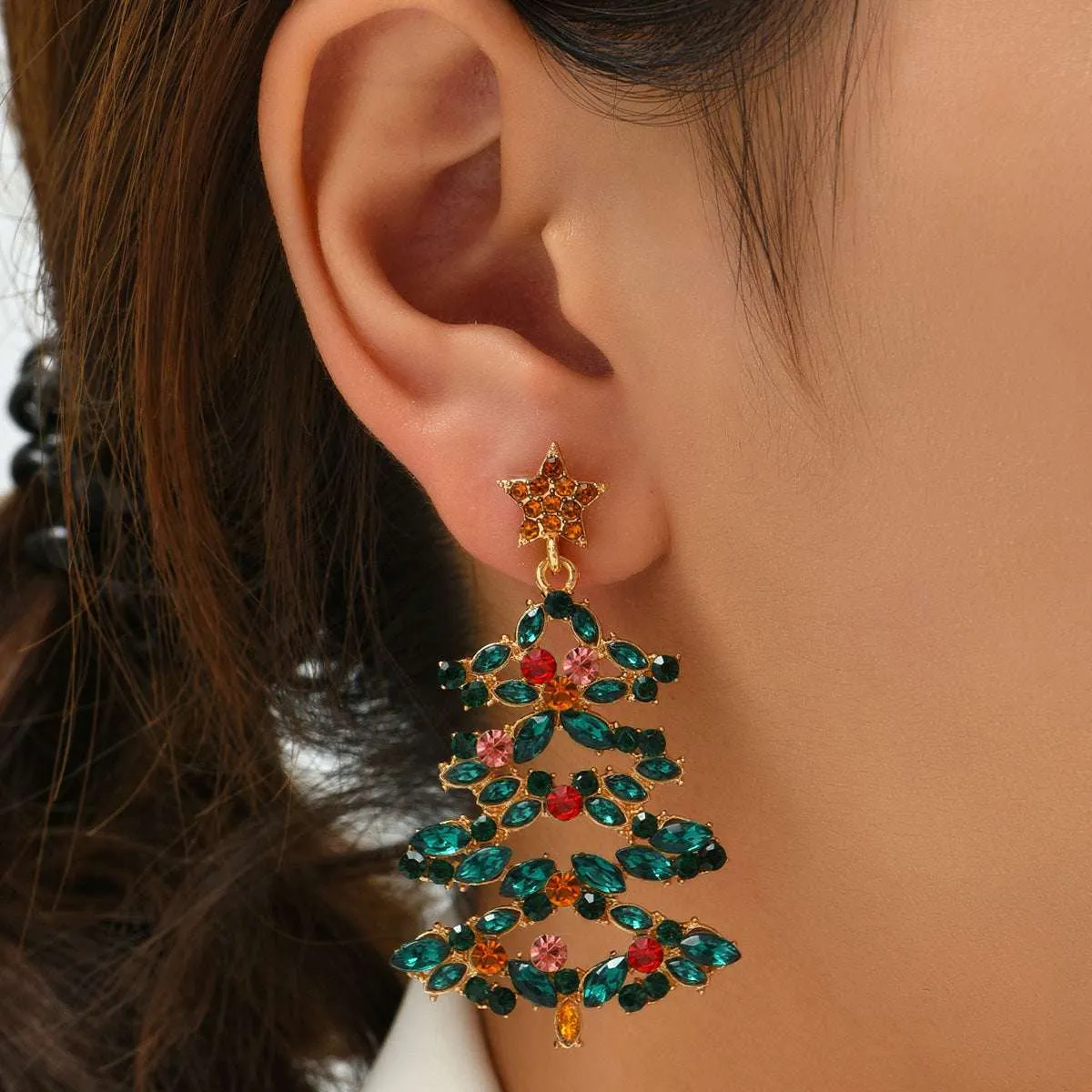Green Crystal & Cubic Zirconia Tree Drop Earrings sold by Zulily