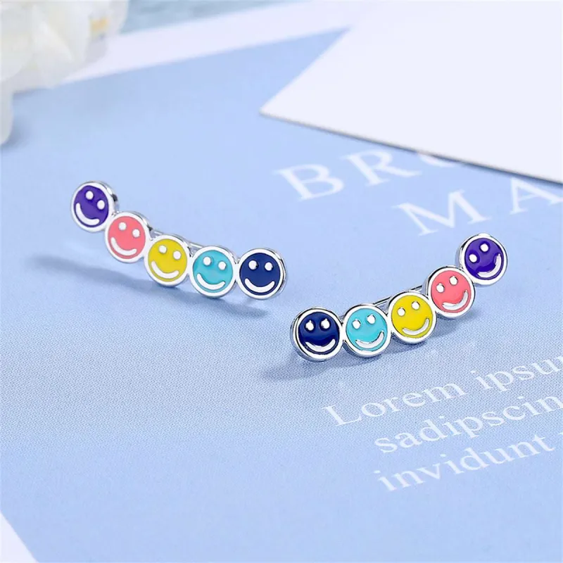 Multicolor & Silvertone Smiley Ear Climbers made by Zulily