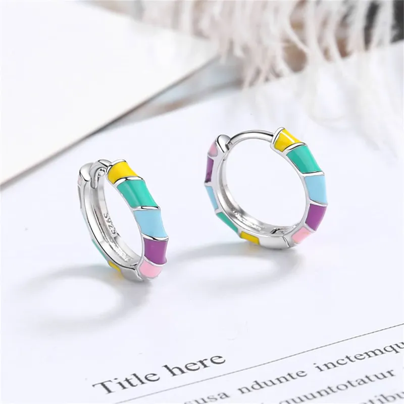 Yellow Enamel & Silvertone Stripe Huggie Earrings made by Zulily