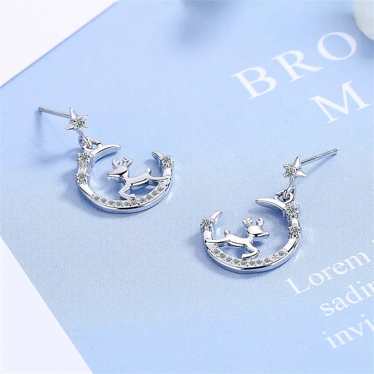Clear Cubic Zirconia & Silvertone Reindeer Moon Drop Earrings sold by Zulily product image thumbnail 3