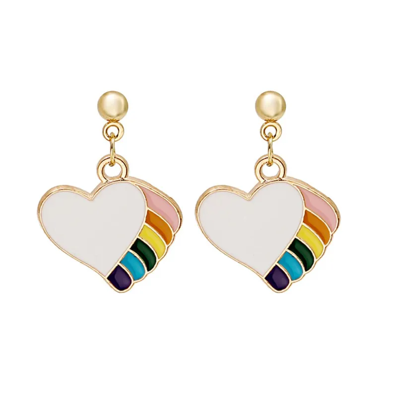 Multicolor Enamel & Goldtone Rainbow Heart Drop Earrings made by Zulily