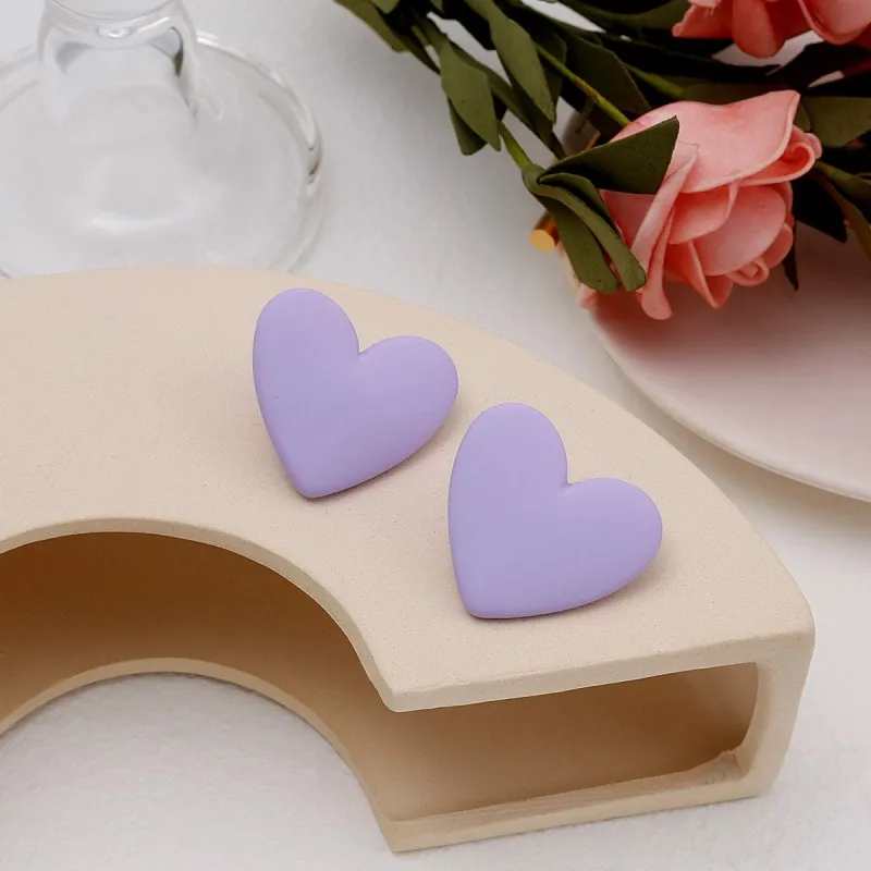 Purple Acrylic Heart Stud Earrings made by Zulily