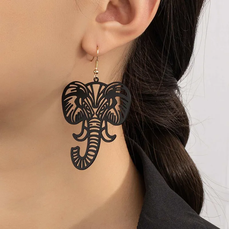 Black Enamel & Goldtone Elephant Drop Earrings made by Zulily