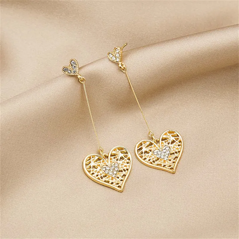 Cubic Zirconia & Goldtone Openwork Heart Drop Earrings made by Zulily