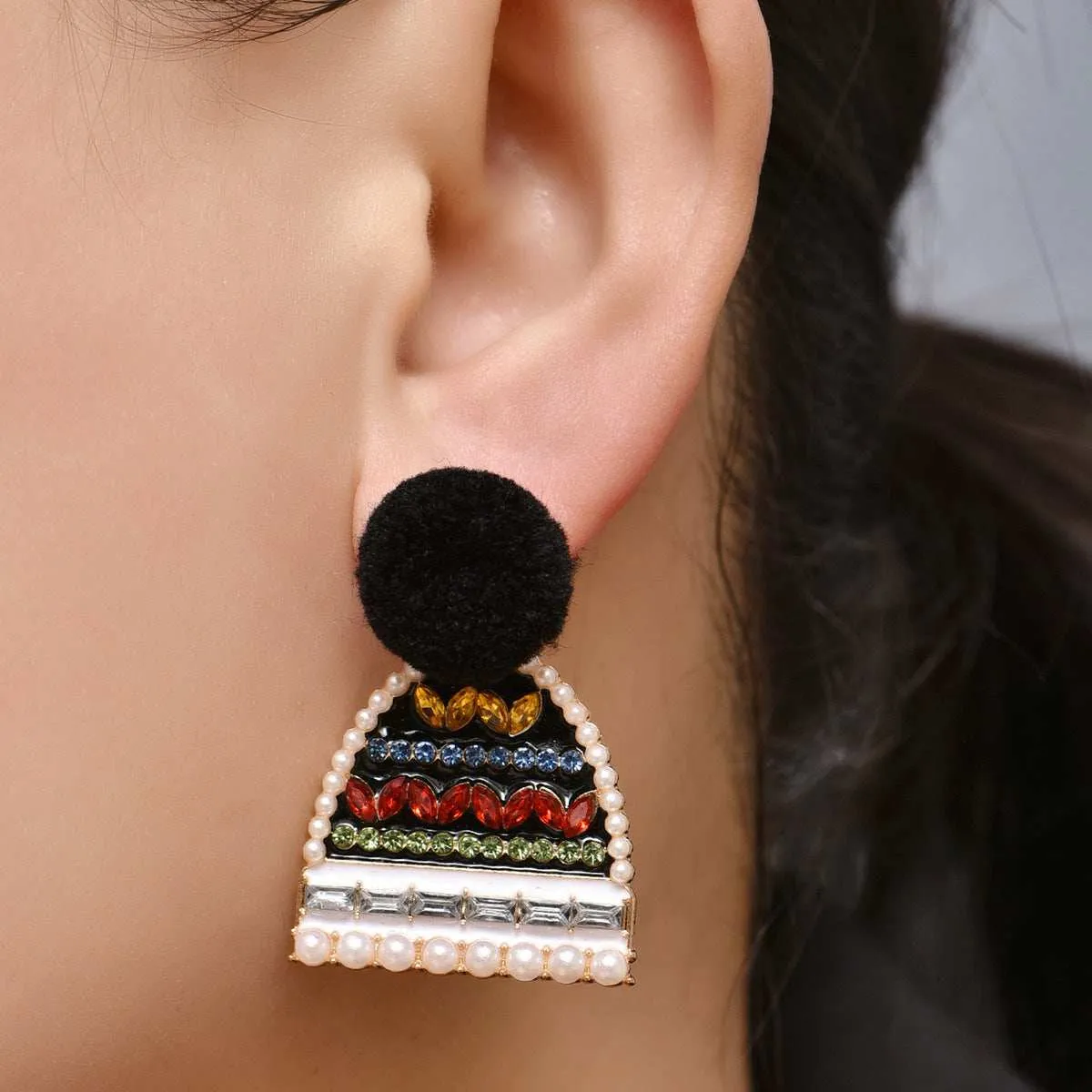 Black Cubic Zirconia & Pearl Hat & Mitten Drop Earrings sold by Zulily